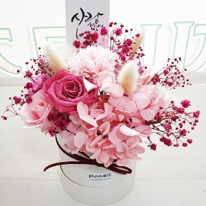 하드케이스 프리저브드 핑크장미 비누꽃바구니+쇼핑백포함