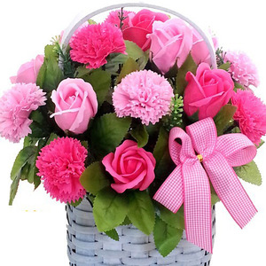 행복하세요 핑크 비누꽃 카네이션 꽃바구니 선물