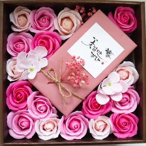 플라워용돈박스 꽃길만걷자-핑크꽃박스 비누꽃
